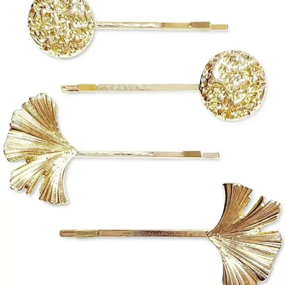 Inc International Concepts 4-Pc. Disc & Leaf Bobbypins in Gold-Tone NWT MSRP $30 - Picture 1 of 4